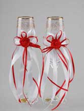 бело-красные ленты-украшения на свадебные бокалы, купить, заказать в москве