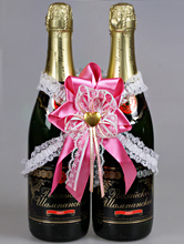 розовые украшения на свадебное шампанское, купить недорого в интернет-магазине