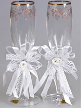 белые украшения на свадебные бокалы, купить в москве, интернет-магазин