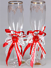свадебные украшения на бокалы с цветами заказать, фото