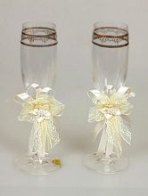 украшение на свадебные бокалы с айвори цветами, купить в интернет-магазине с доставкой