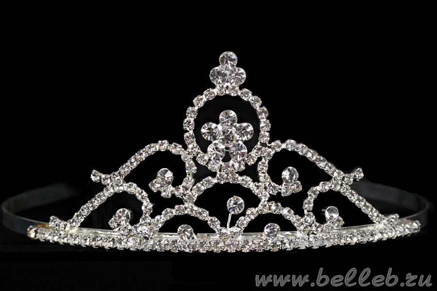 классическая диадема (корона, тиара) серебристого цвета №332