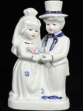 фарфоровые свадебные фигурки для торта в бело-синих тонах, фото, цена