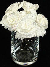 украшения для волос, шпильки в виде розы цвета айвори с маленькими блестками