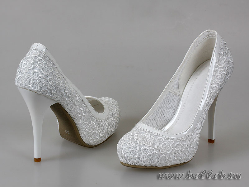 кружевные белые свадебные туфли №188
