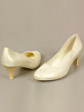 туфли цвета айвори (шампань, светло-бежевый) с золотистым отливом на невысоком каблуке