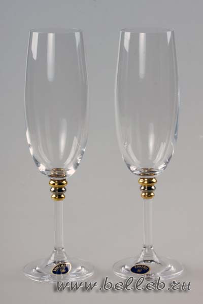 красивые свадебные бокалы для новобрачных из тончайшего богемского стекла №30058
